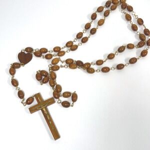 Giant vintage Wooden Rosary- 80" long with 6.5" crucifix wall hanging